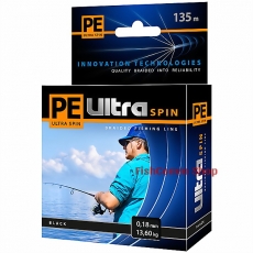 Плетеный шнур Aqua PE Ultra Spin Black 0.18 мм. 135 м.