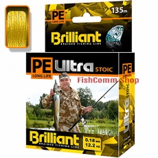 Плетеный шнур Aqua PE Ultra Brilliant Stoic Ultra Yellow 0.18 мм. 135 м.
