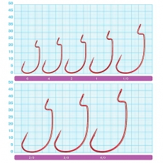 Крючок офсетный Owner 5109 Red №6 J-Light Worm Hook (7 шт.)