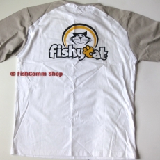 Футболка с длинным рукавом Fishycat бело-бежевая (100% хлопок) с логотипом L