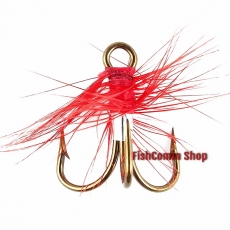 Вабик с тройником Mustad №8 Красный. Ручная работа. Упаковка 20 шт.