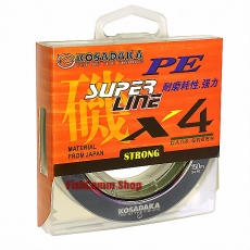 Плетеный шнур Kosadaka Super PE X4 0.18 (#1.2) Dark Green 150 m.