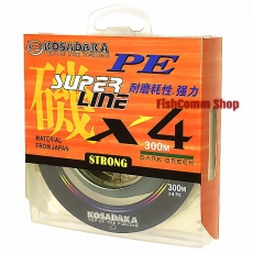 Плетеный шнур Kosadaka Super Line PE X4 0.16 (#1.0) Dark Green 300 m.