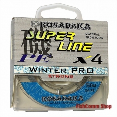 Плетеный шнур Kosadaka Super Line PE X4 Winter Pro зимний 0.14 мм. 50 м. Светло-серый Плетеный шнур Kosadaka Super Line PE X4 Winter Pro зимний 0.14 мм. 50 м. Светло-серый
