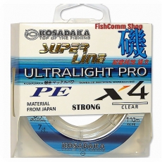 Плетеный шнур Kosadaka Super Line PE X4 Ultralight Pro 0.05 мм. 110 м. Clear