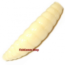 Силиконовая приманка Kosadaka Maggot 30. Цвет WH (белый с золотыми блестками). 12 шт. (креветка)