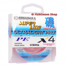 Плетеный шнур Kosadaka Super Line PE X4 Ultralight Pro 0.08 мм. 110 м. Pink